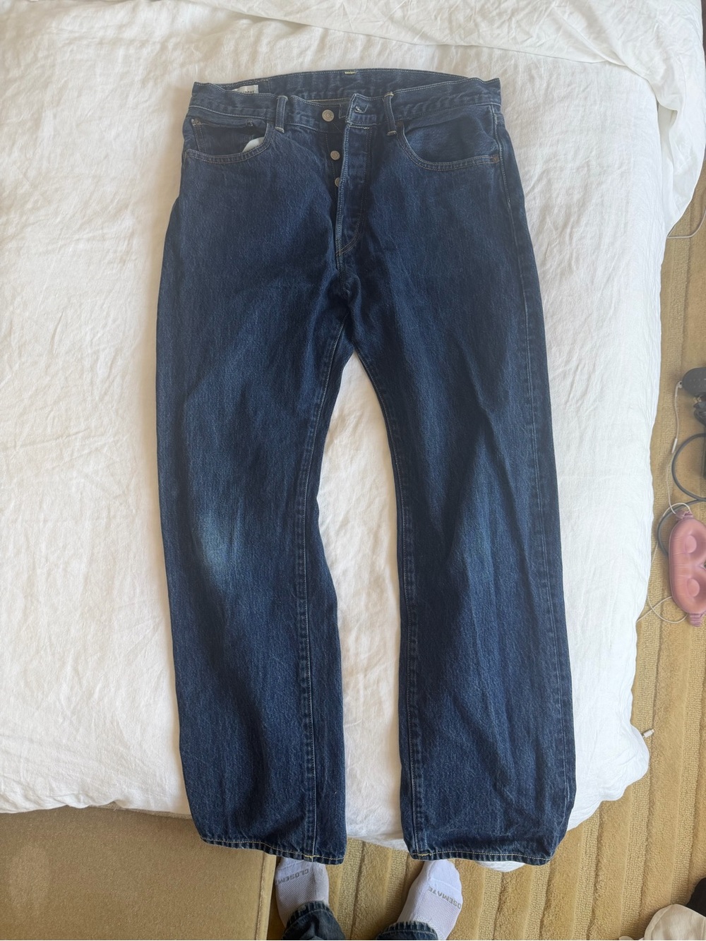 Re/Done Men's Slim Straight Dark Indigo Jeans